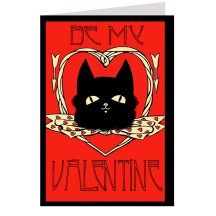 Retro Black Cat Valentine Card ~ England